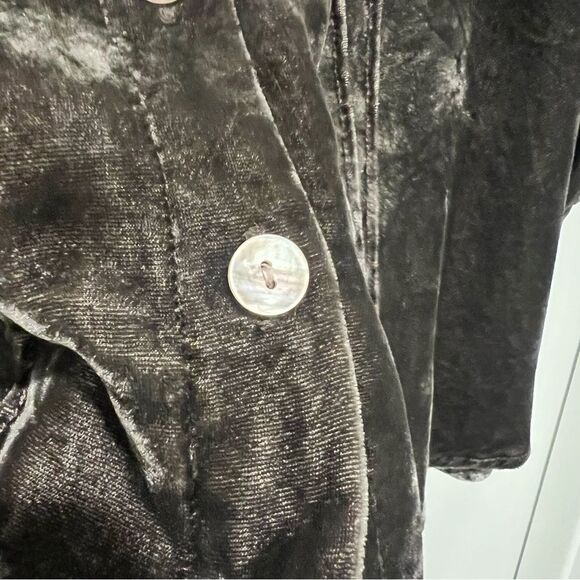 Vintage J. Jill Women's Crushed Velvet Button Up Blouse 3/4 Sleeves Brown L (14) - Picture 5 of 12